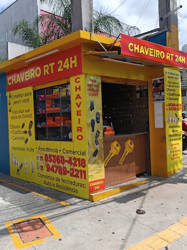 Fachada do Chaveiro RT em Cangaíba, São Paulo